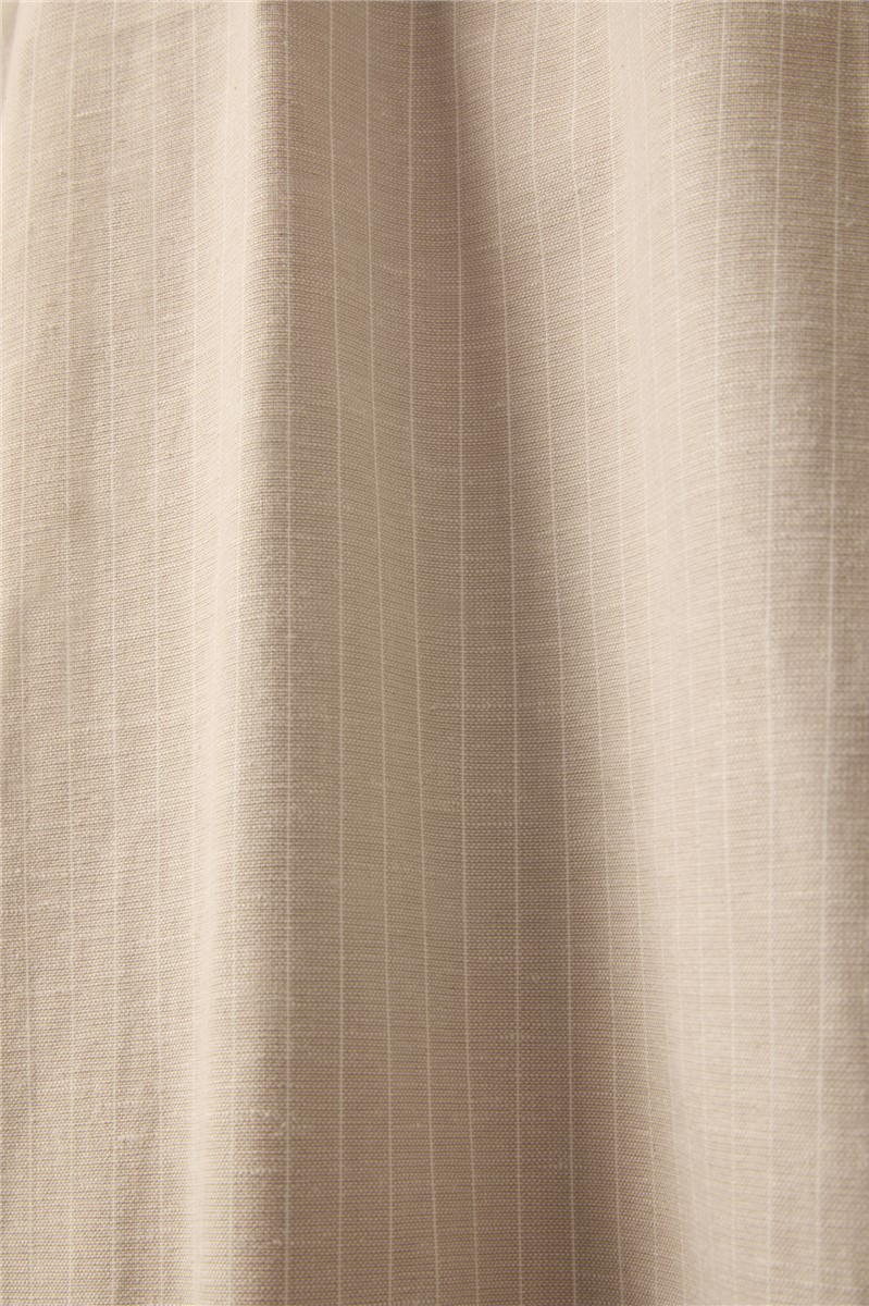  Oatmeal Stripe Linen Shirt