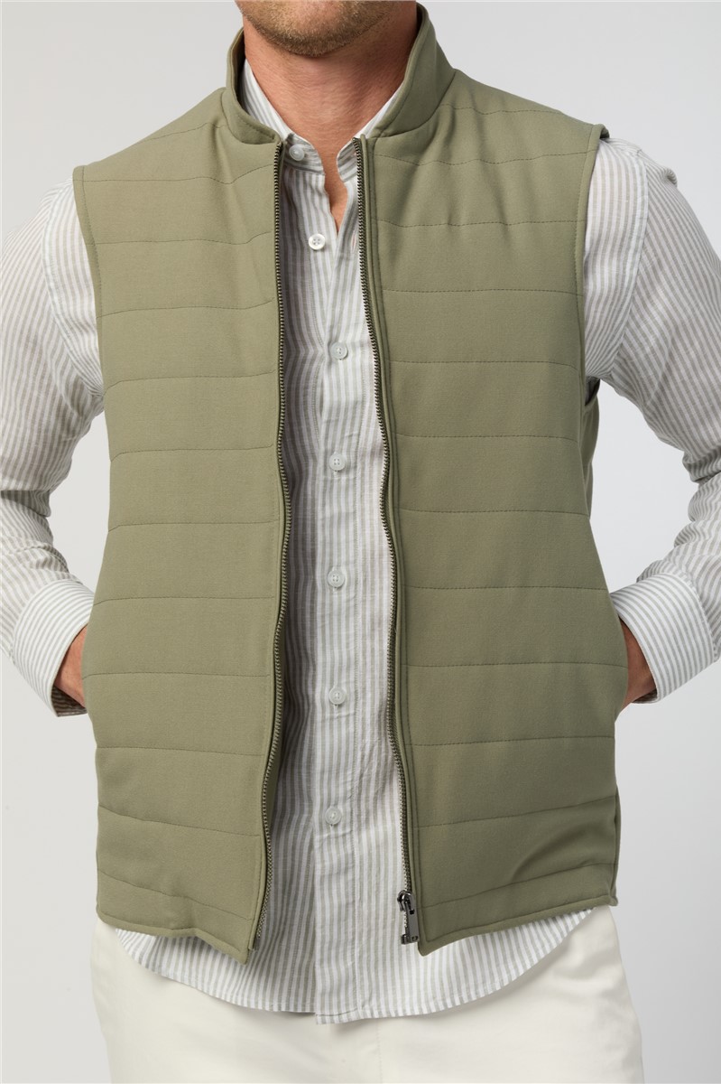  Olive Zip Through Gilet