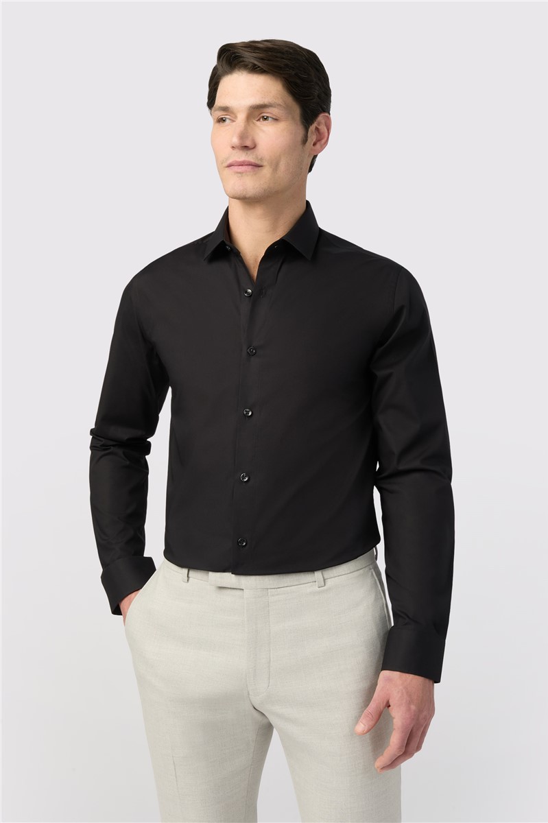  Slim Fit Black Stretch Shirt