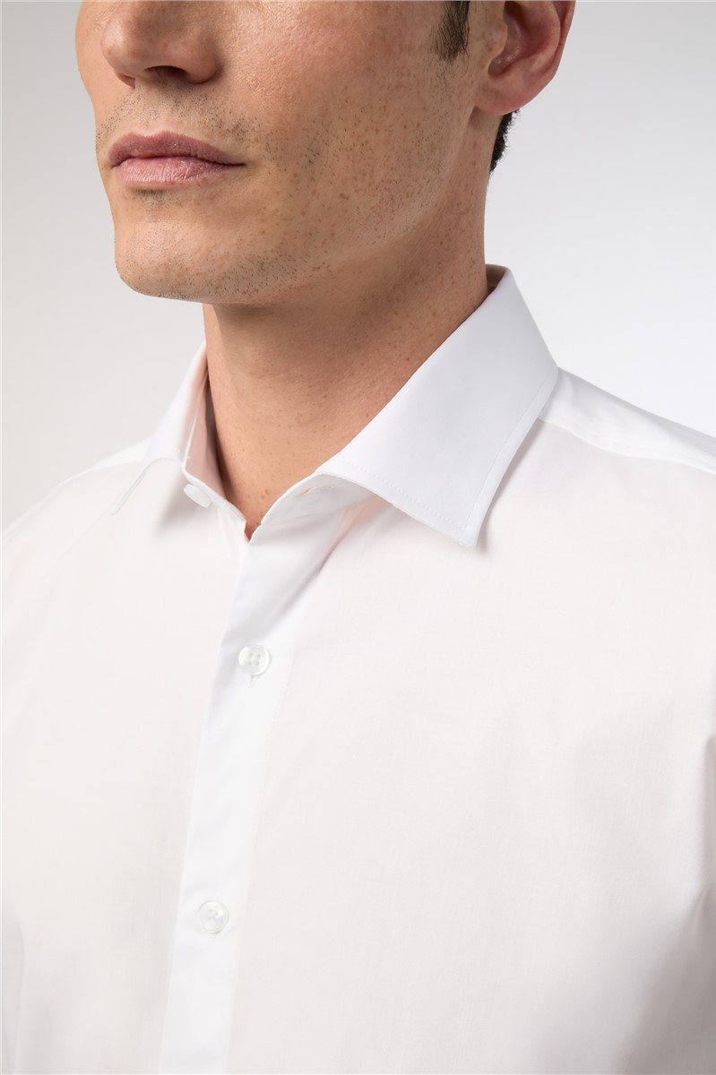  Tailored Fit White Stretch Short Sleeve Shirt