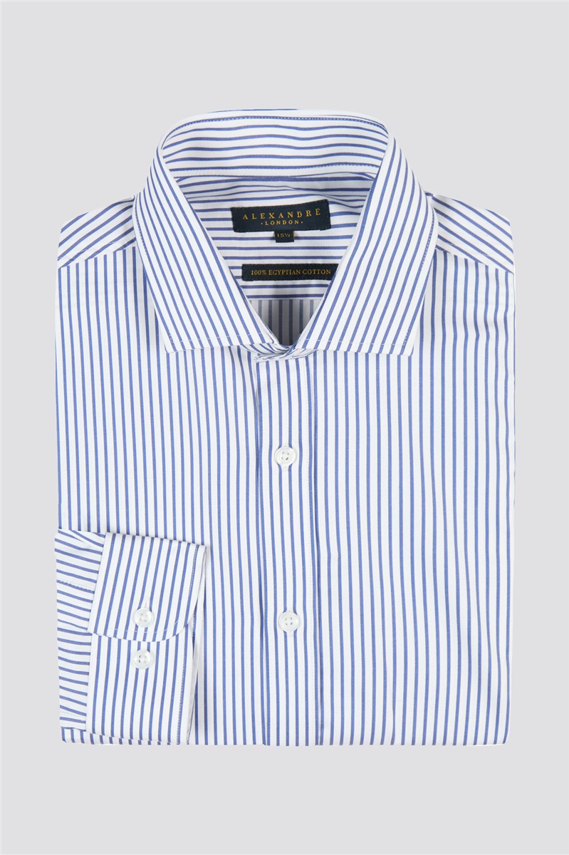  Tailored Fit Striped Adjustable Cuff Cutaway Collar Shirt