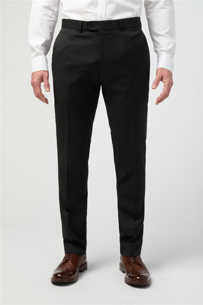  Tailored Fit Italian Super 110's Black Twill Waistcoat