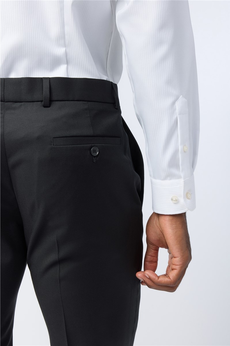  Tailored Fit Italian Super 110's Black Twill Waistcoat