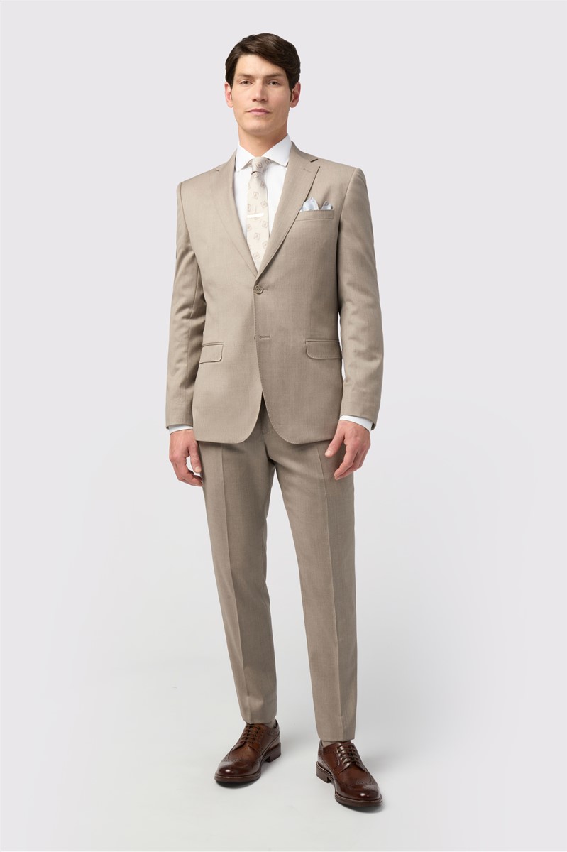  Tailored Fit Italian Super 110's Stone Twill Waistcoat