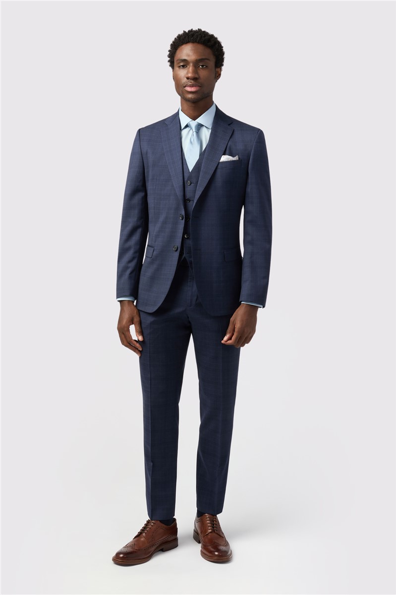  Tailored Fit Italian Ink Check Waistcoat