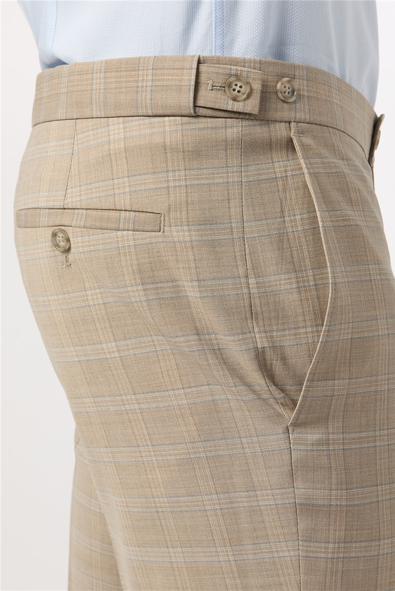  Tailored Fit Performance Stone Blue Check Suit