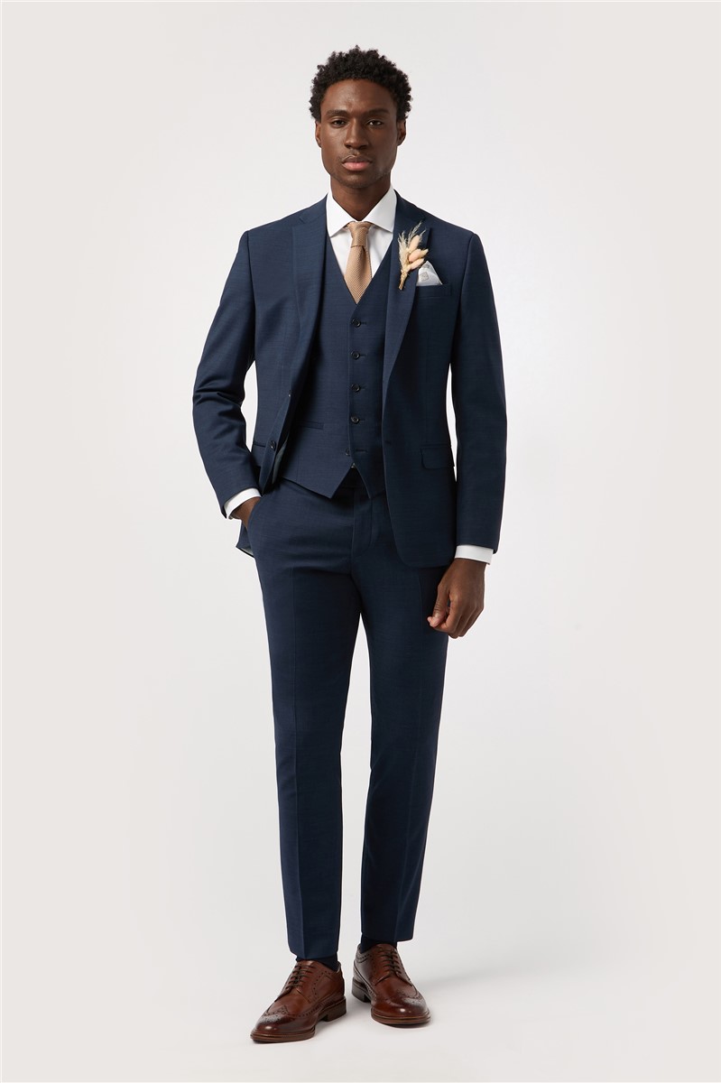  Tailored Fit Performance Navy Texture Suit
