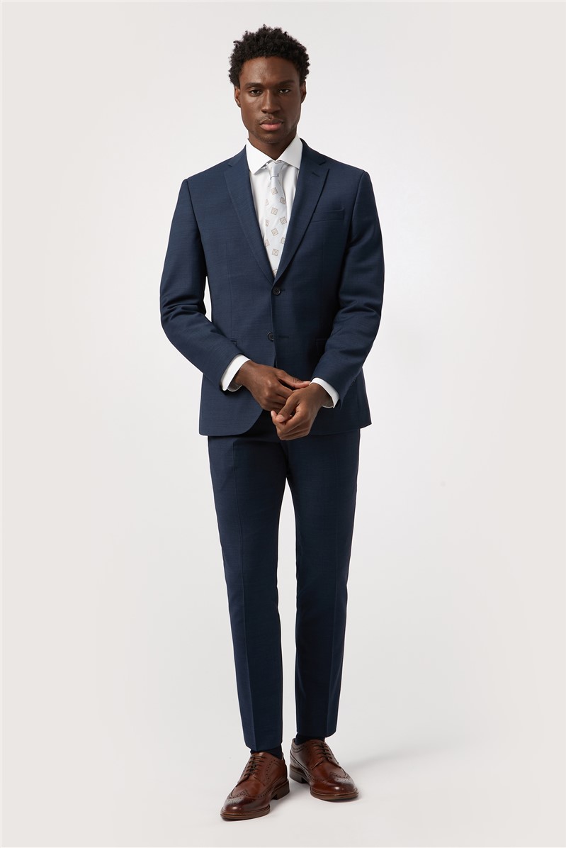  Tailored Fit Performance Navy Texture Suit