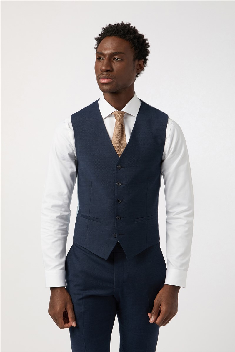  Tailored Fit Performance Navy Texture Suit