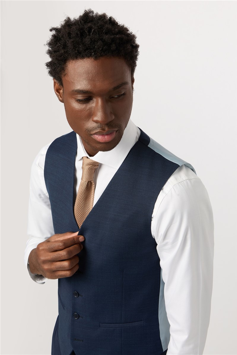  Tailored Fit Performance Navy Texture Suit