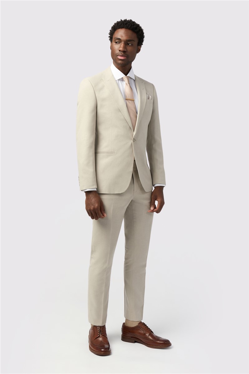  Tailored Fit Stone Linen Suit