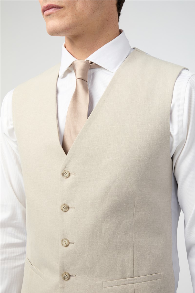  Tailored Fit Stone Linen Suit