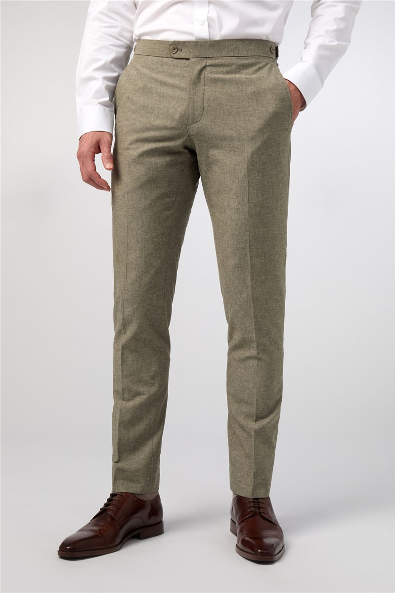  Slim Fit Sage Linen Waistcoat