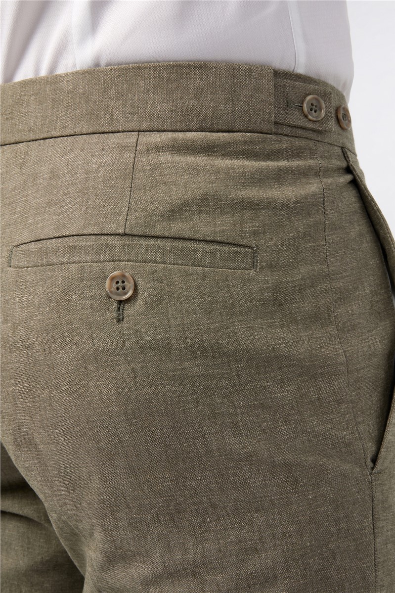  Slim Fit Sage Linen Waistcoat