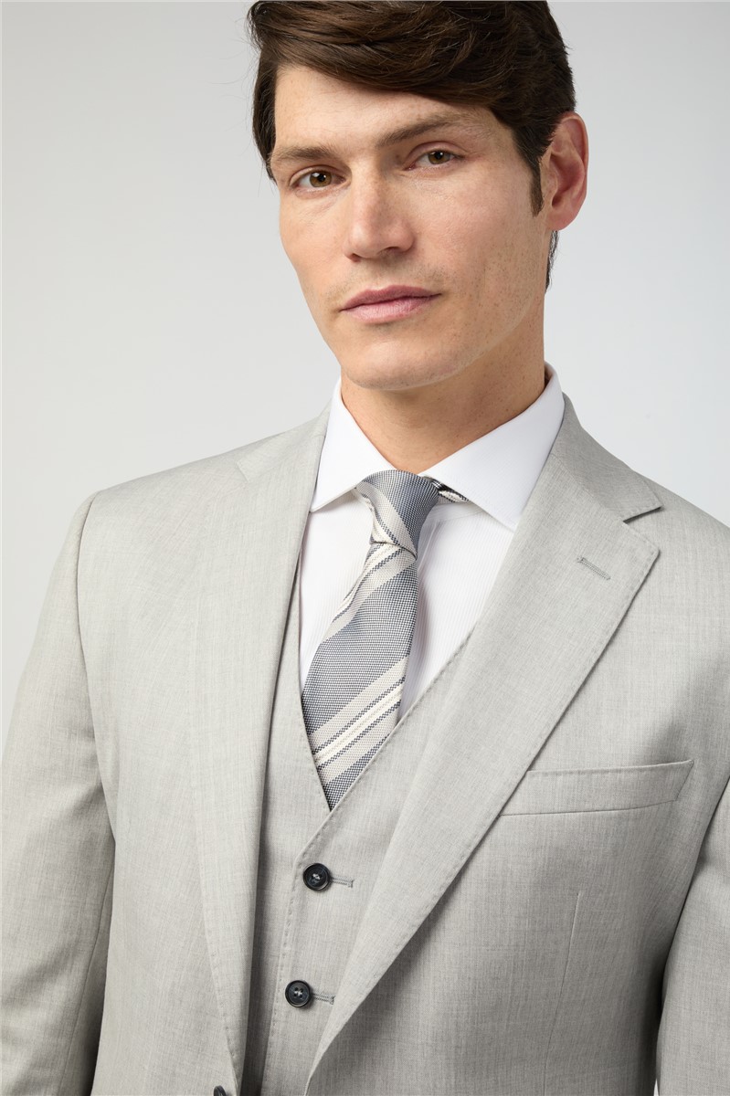  Tailored Fit Italian Grey Twill Waistcoat
