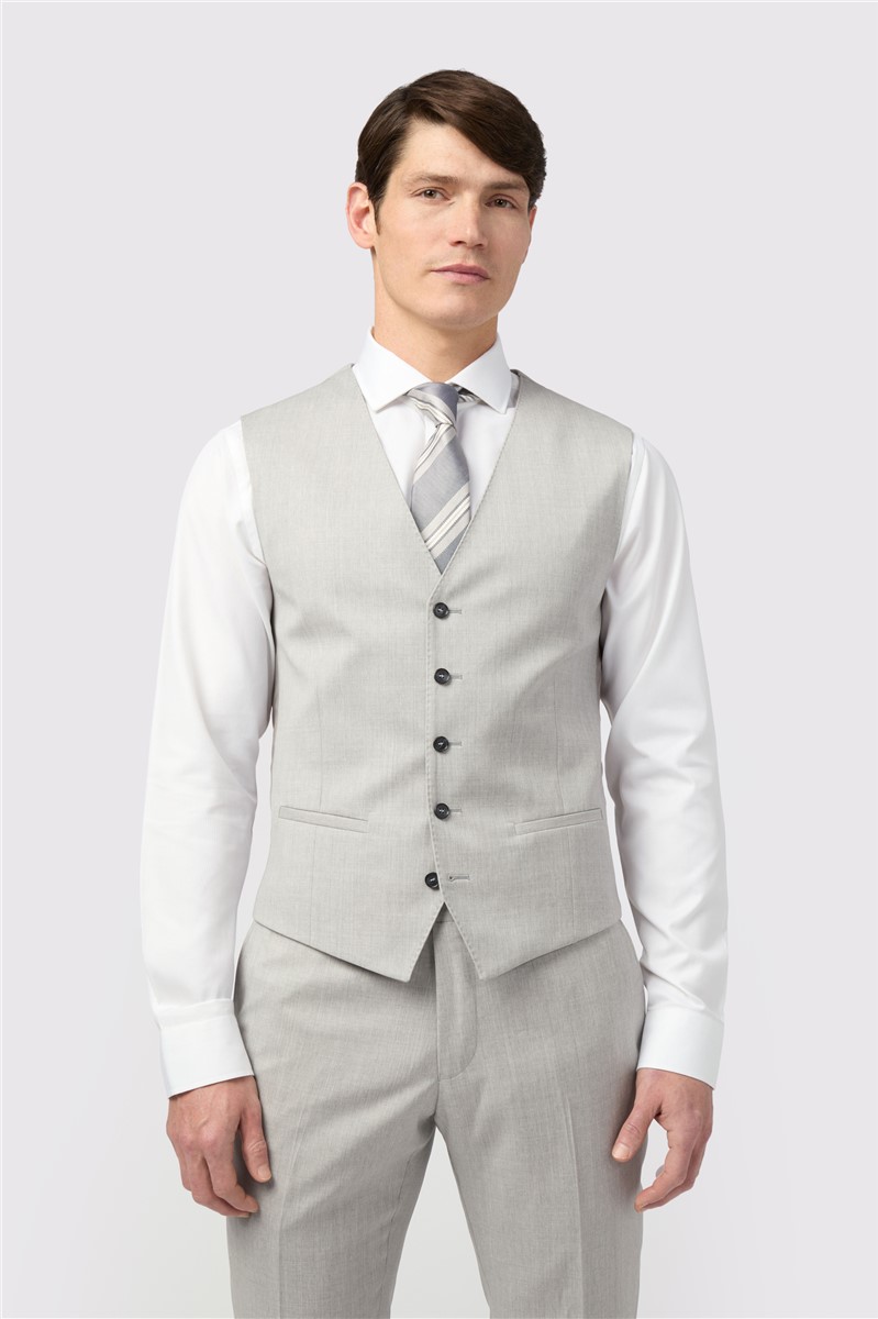  Tailored Fit Italian Grey Twill Waistcoat