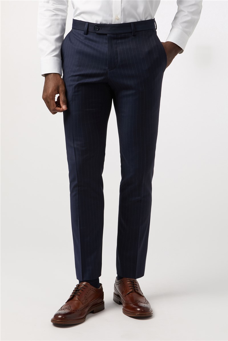  Tailored Fit Performance Navy Stripe Suit