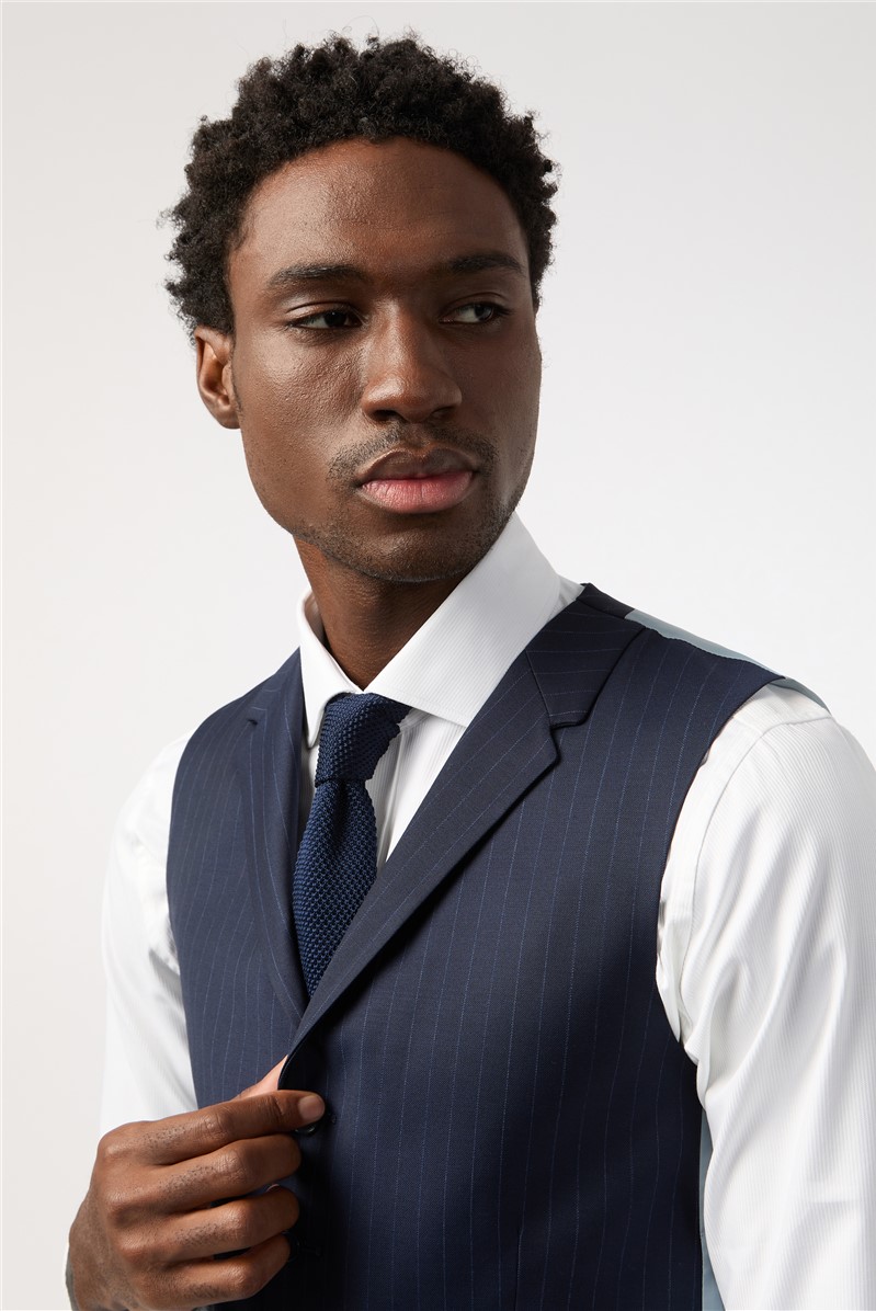  Tailored Fit Performance Navy Stripe Suit