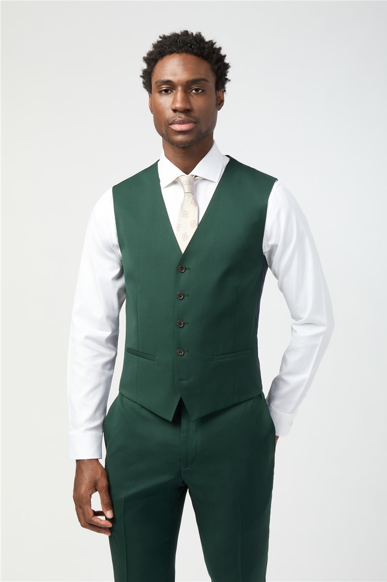  Tailored Fit Italian Super 100'S Bottle Green Twill Suit