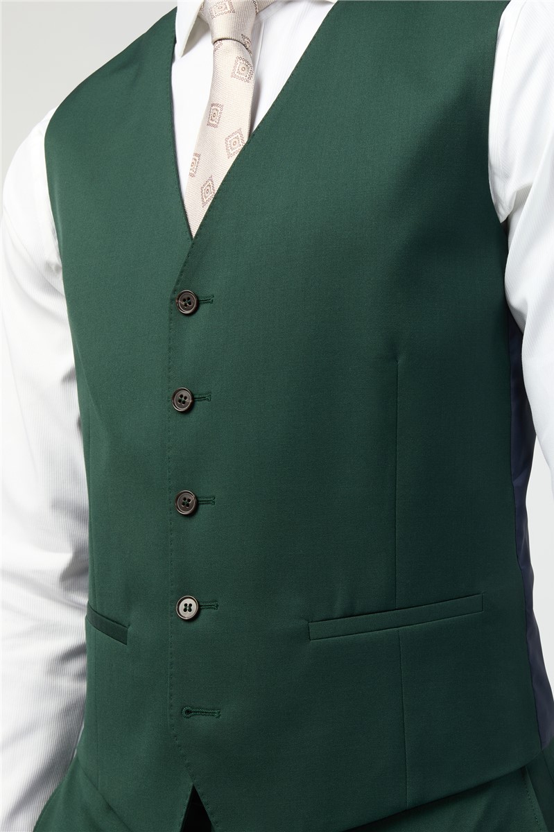  Tailored Fit Italian Super 100'S Bottle Green Twill Suit