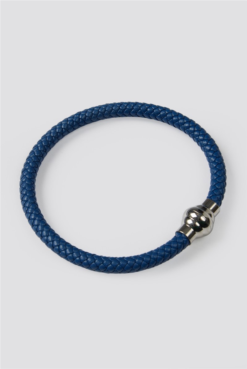 Blue Leather Bracelet