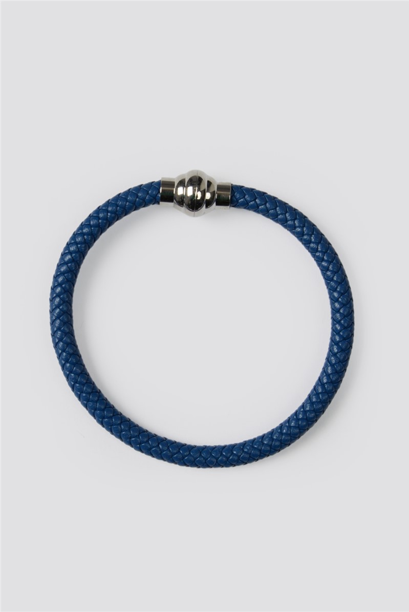 Blue Leather Bracelet