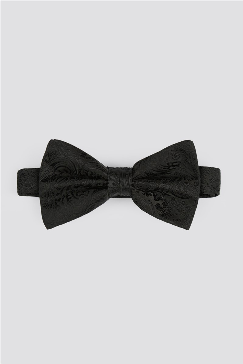  Black Tonal Paisley Bow Tie