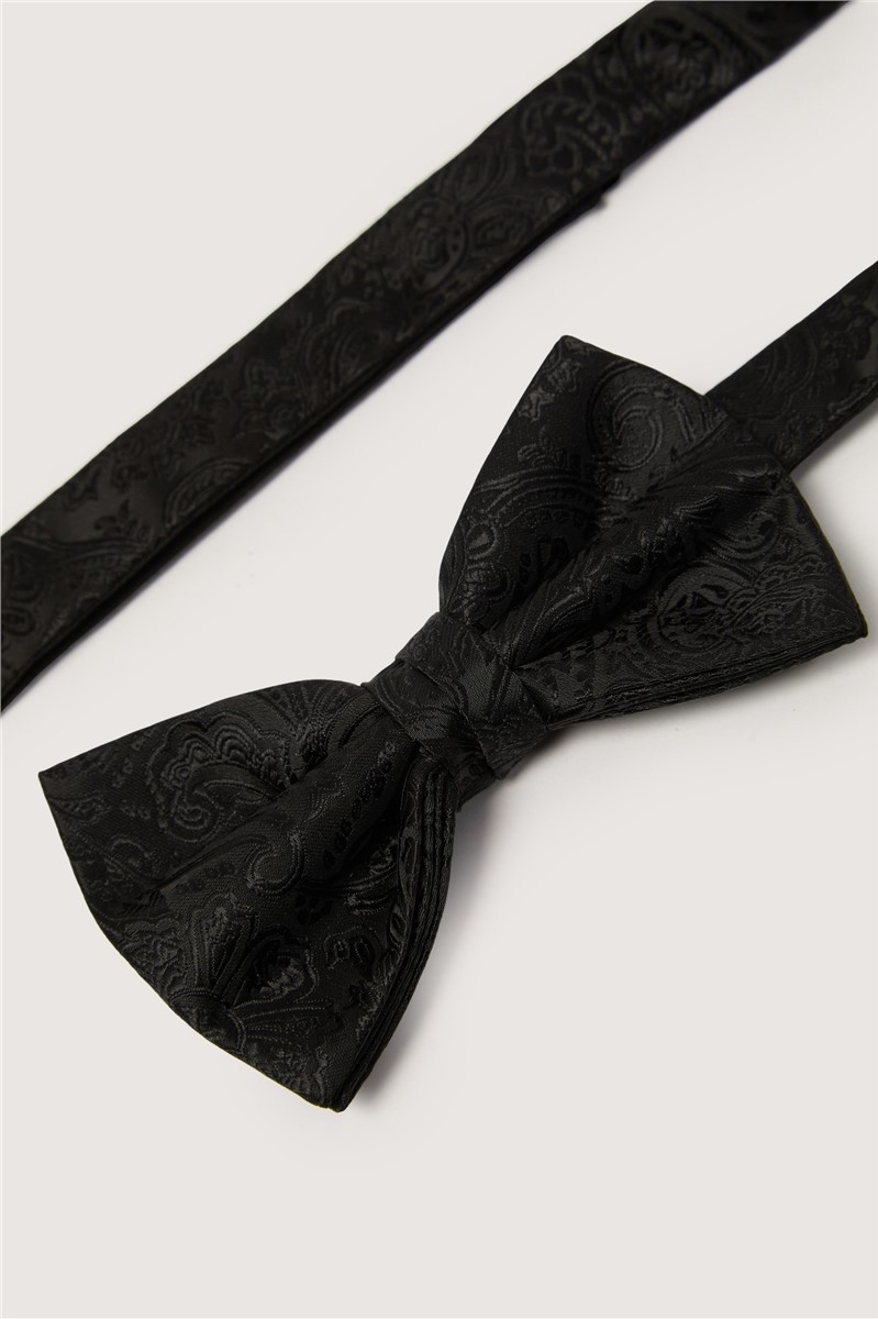  Black Tonal Paisley Bow Tie