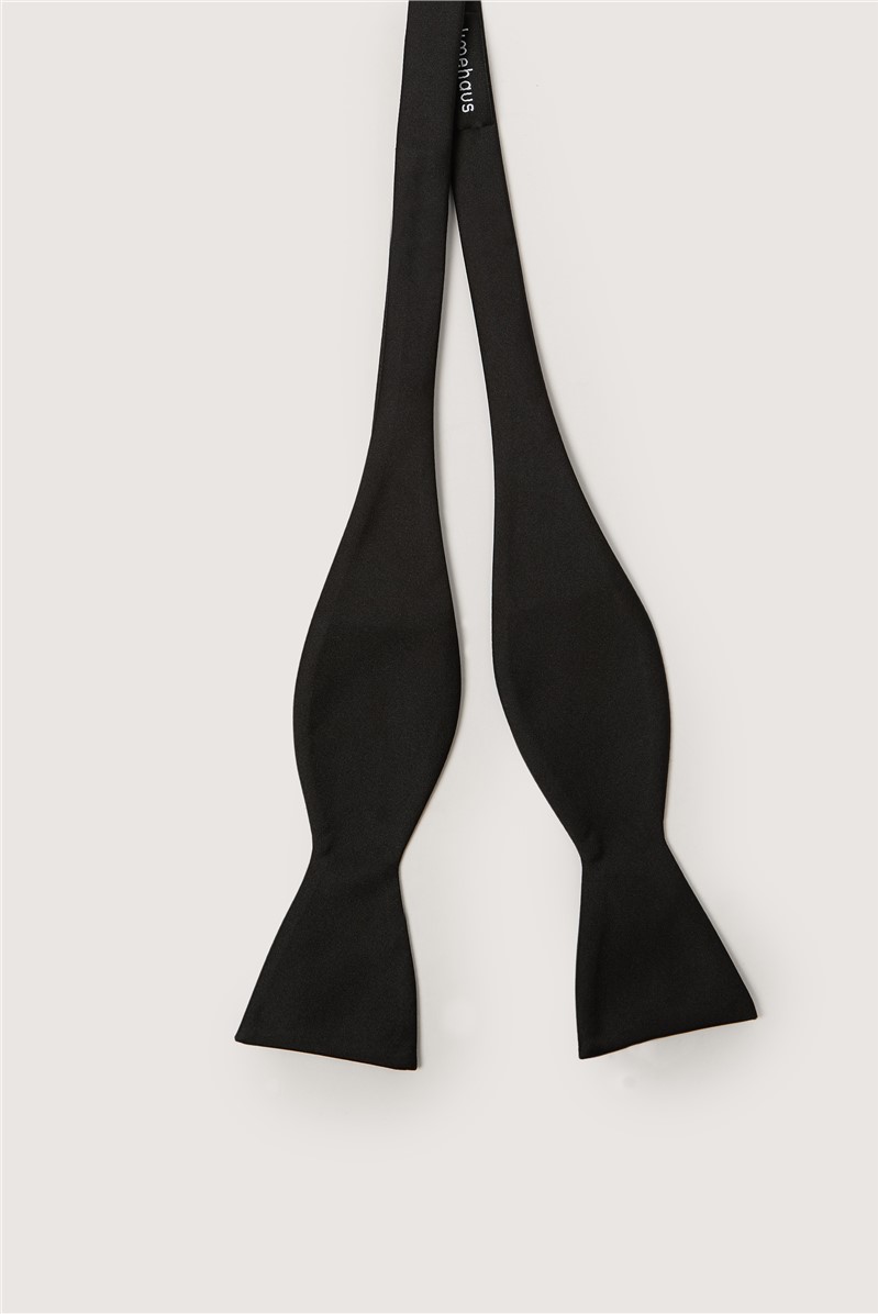  Black Satin Self Bow Tie
