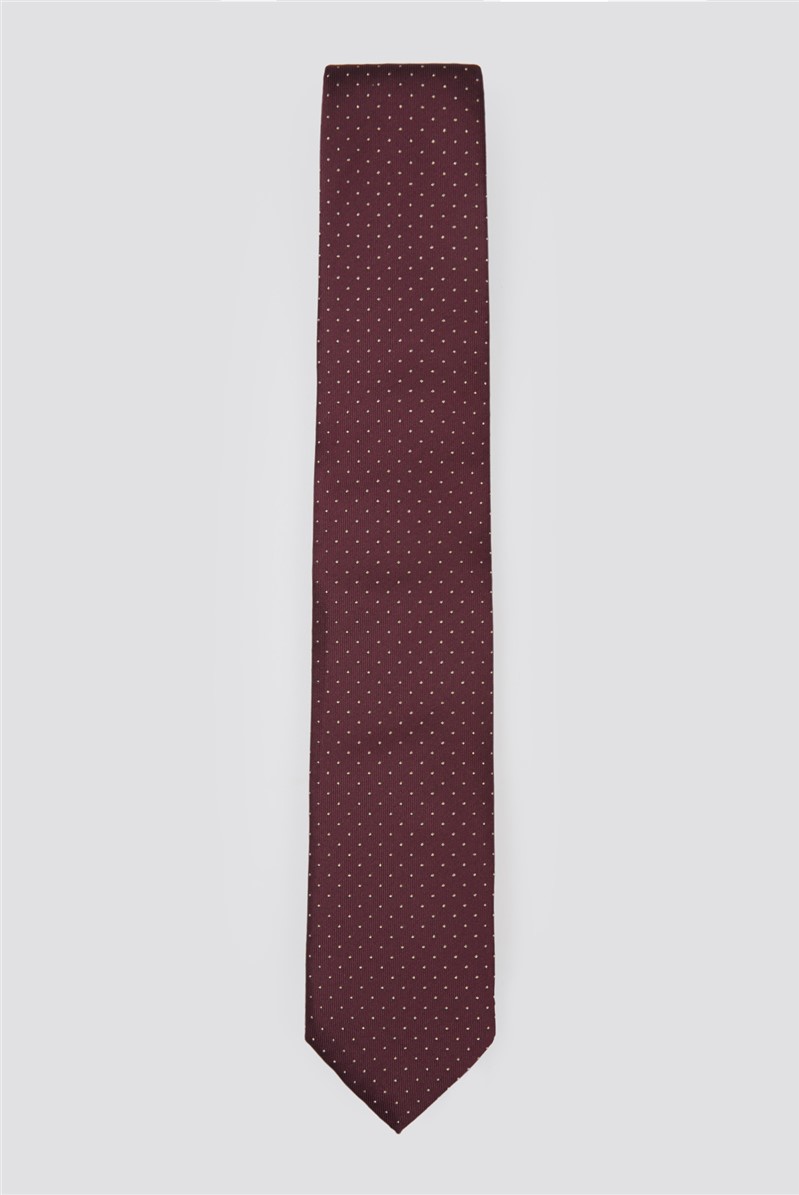  Burgundy and Gold Polka Dot Tie