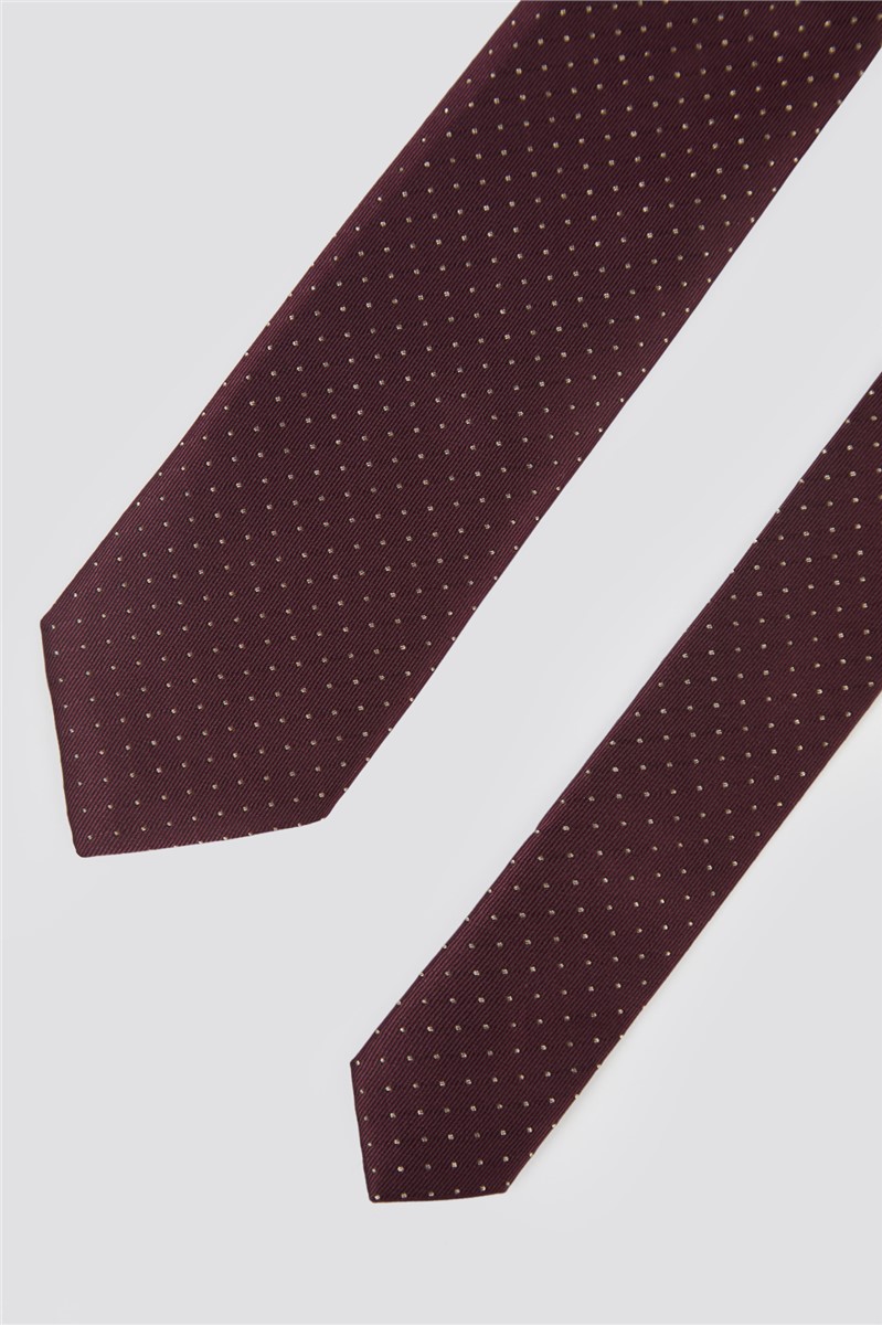  Burgundy and Gold Polka Dot Tie