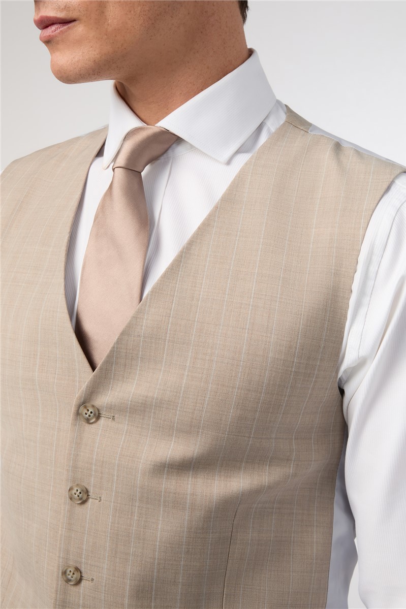  Tailored Fit Stone Chalkstripe Performance Suit