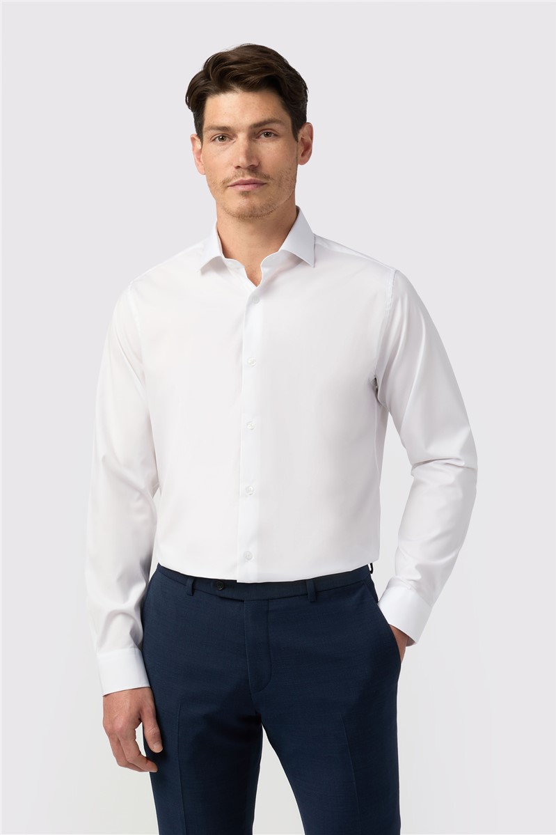  Tailored Fit Non-Iron Stretch White Shirt