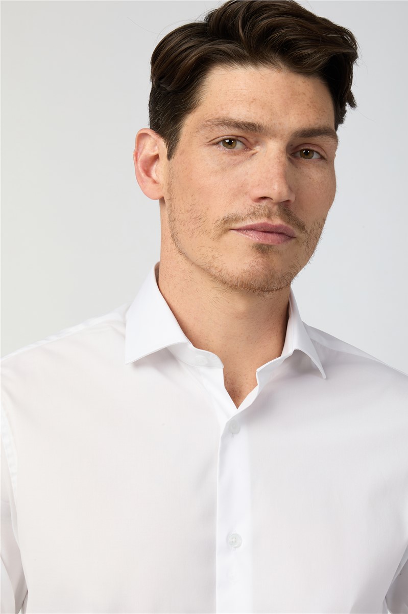  Tailored Fit Non-Iron Stretch White Shirt