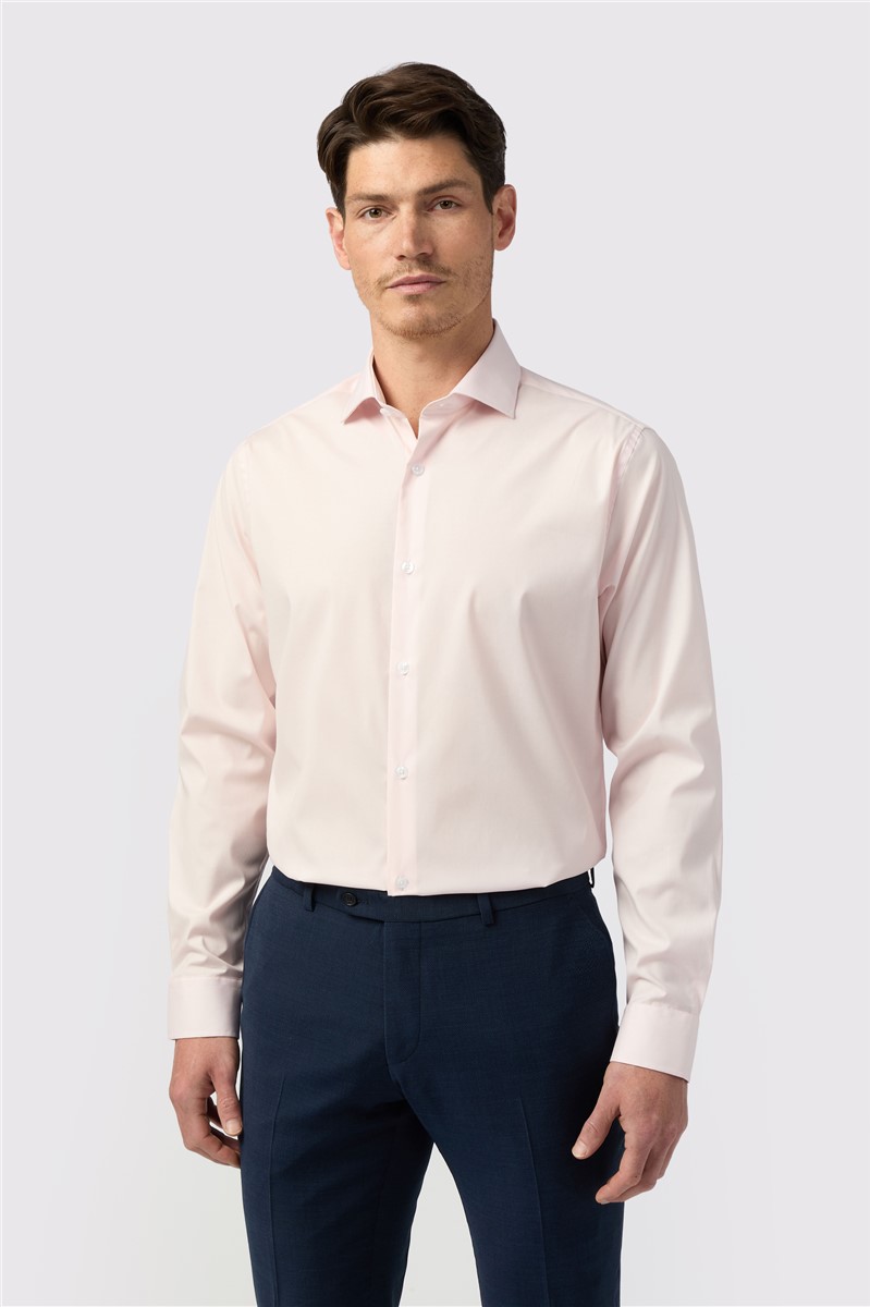  Tailored Fit Non-Iron Stretch Light Pink Shirt