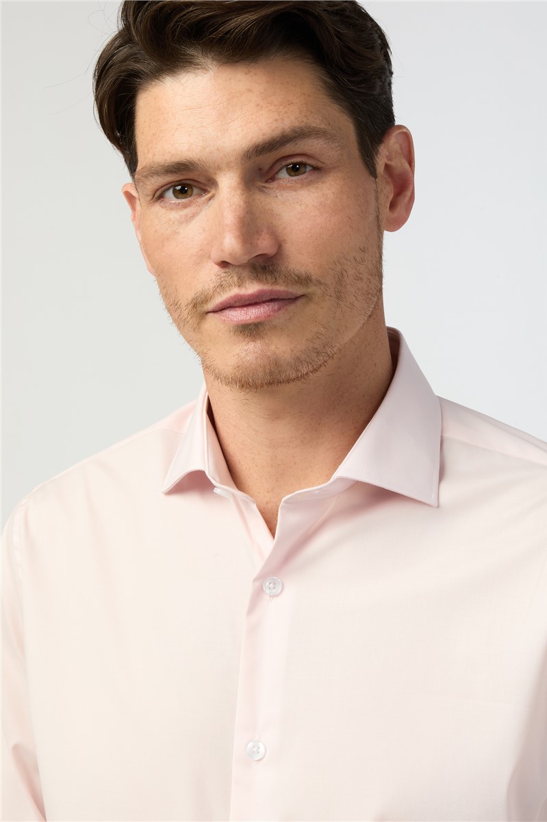  Tailored Fit Non-Iron Stretch Light Pink Shirt