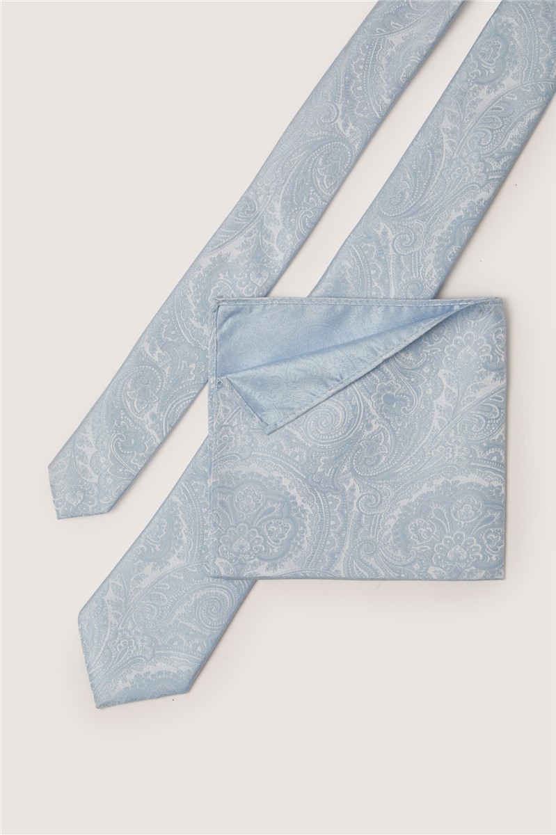  Light Blue Paisley Pocket Square
