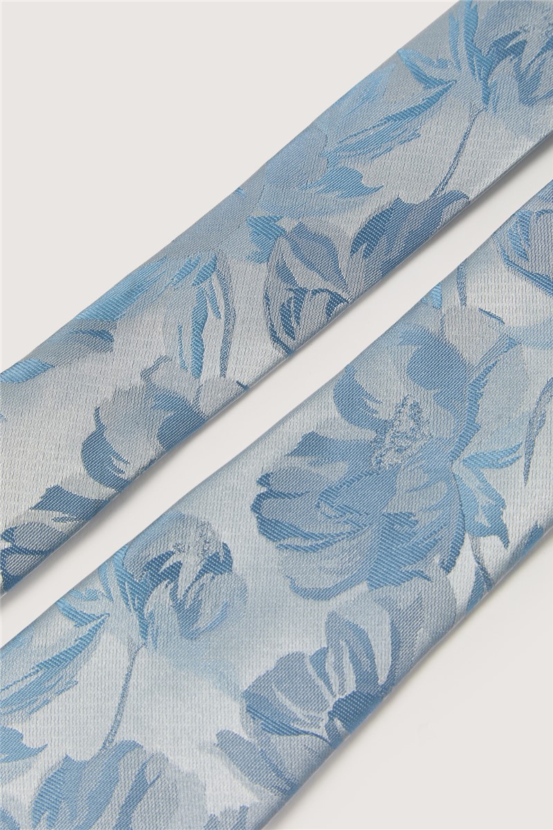  Light Blue Summer Floral Tie