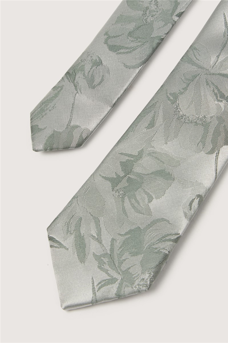  Green Summer Floral Tie