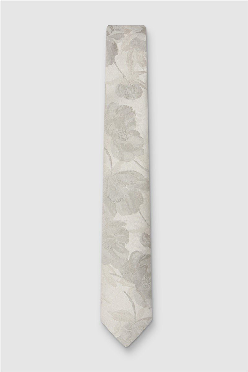  Silver Summer Floral Tie