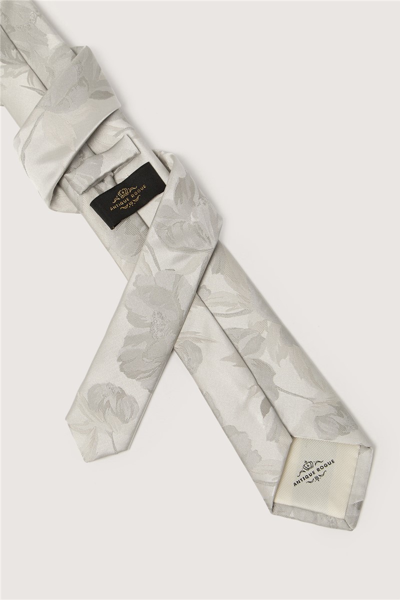  Silver Summer Floral Tie