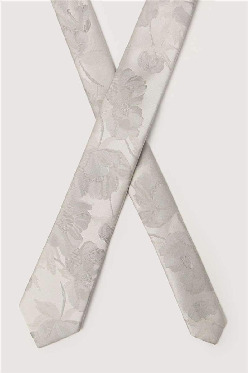  Silver Summer Floral Tie