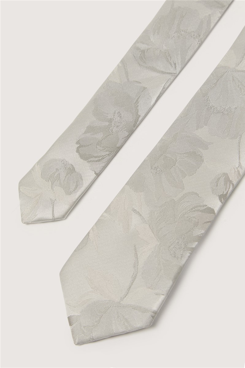  Silver Summer Floral Tie