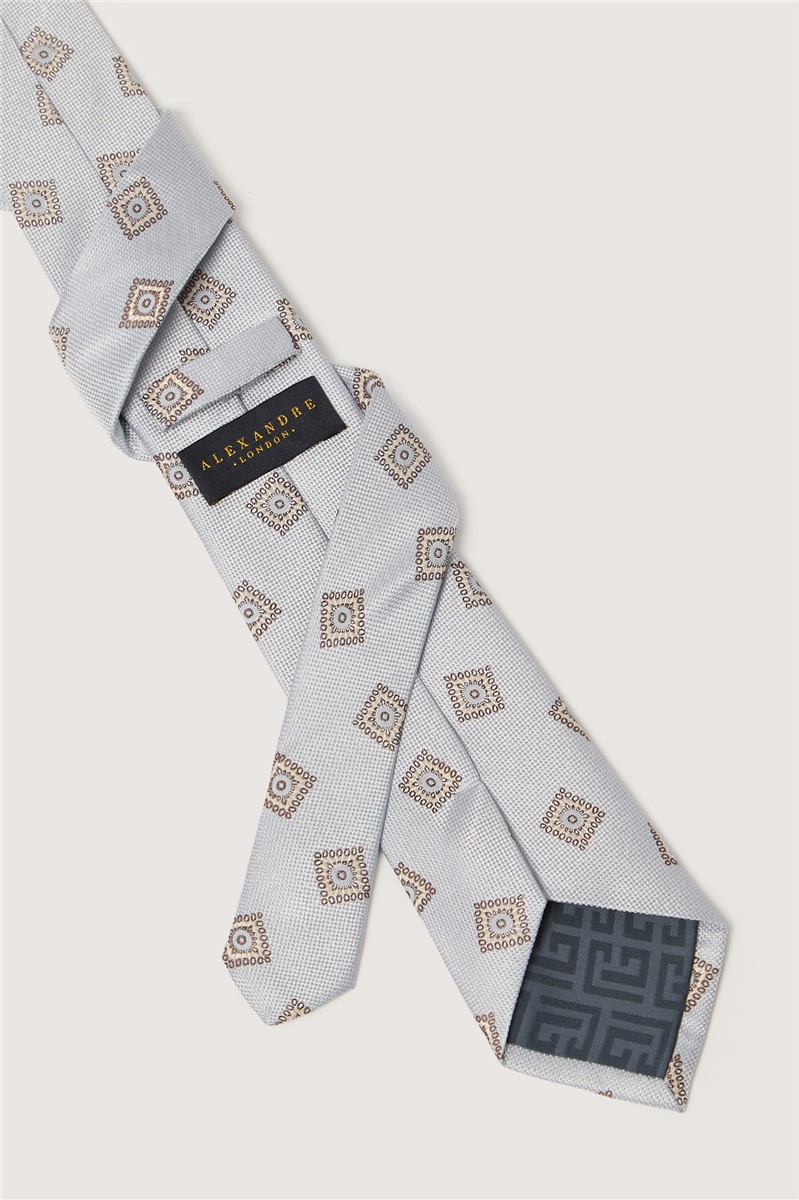  Light Blue Medallion Silk Pocket Square