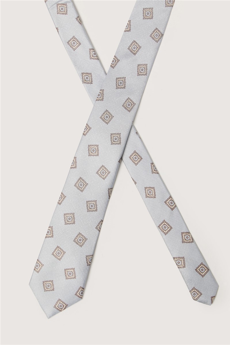  Light Blue Medallion Silk Pocket Square