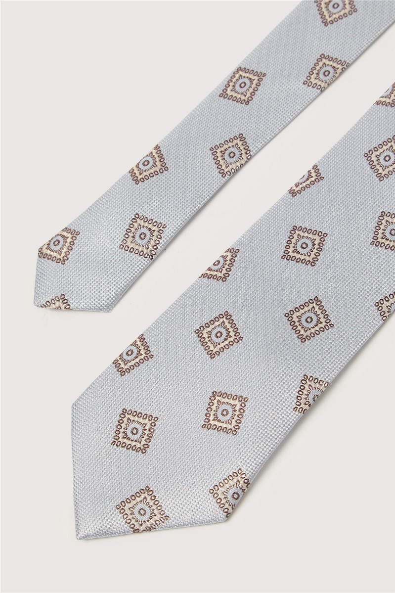  Light Blue Medallion Silk Pocket Square