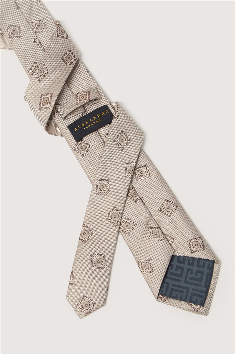  Champagne Medallion Silk Pocket Square