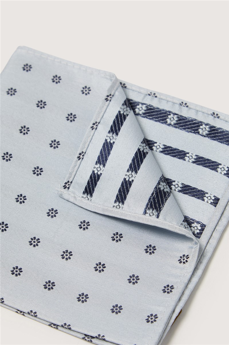  Light Blue Daisy Jacquard Silk Tie