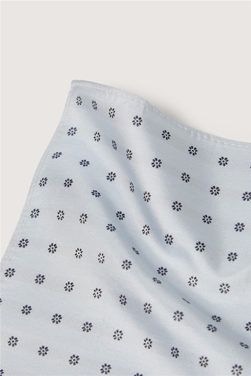  Light Blue Daisy Jacquard Silk Tie