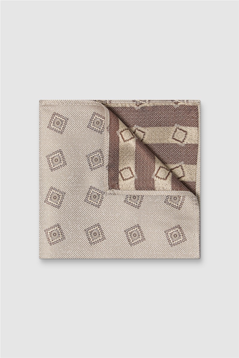  Champagne Medallion Silk Pocket Square